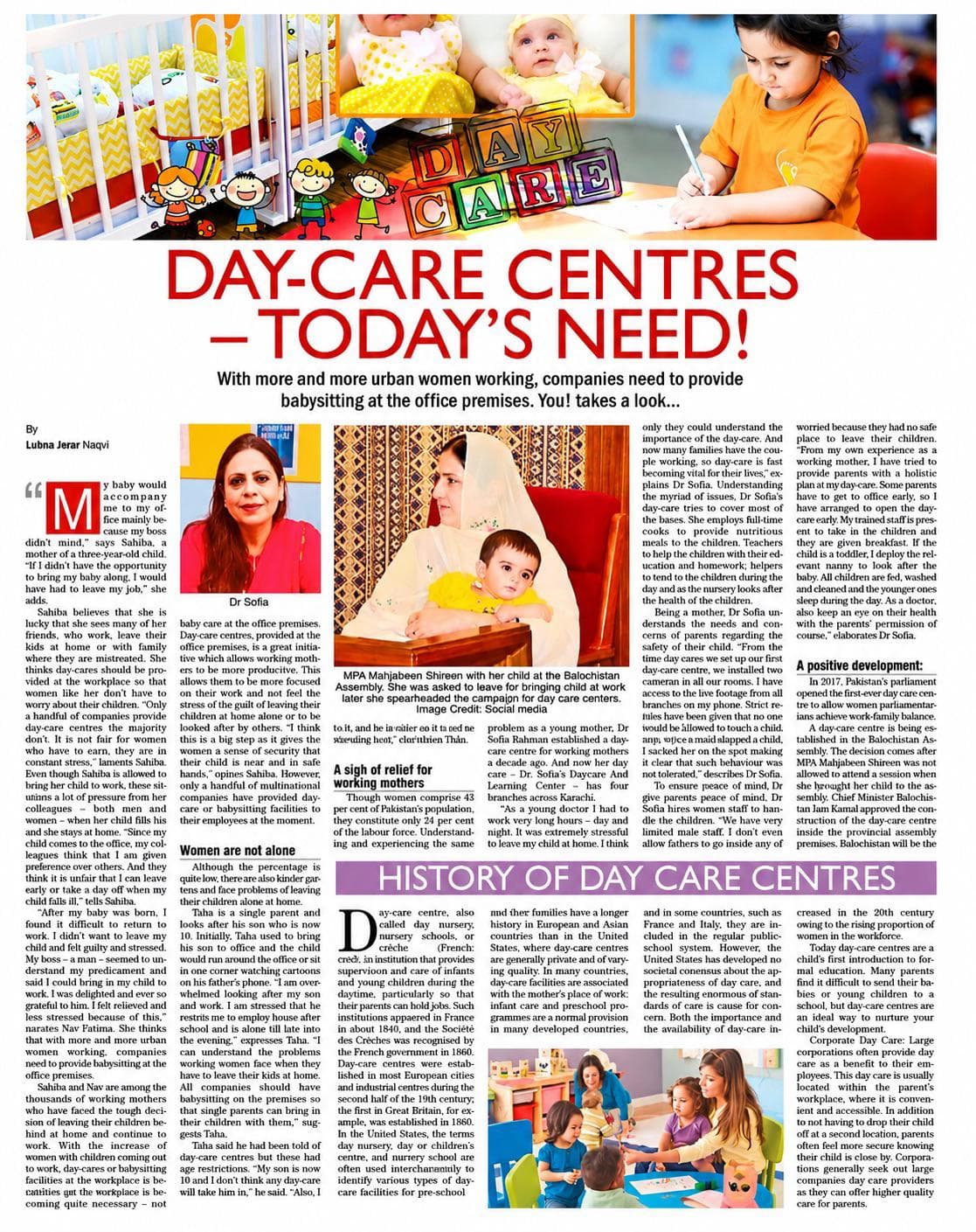 Day-Care Centres — Today's Need! — The News International, February 2021