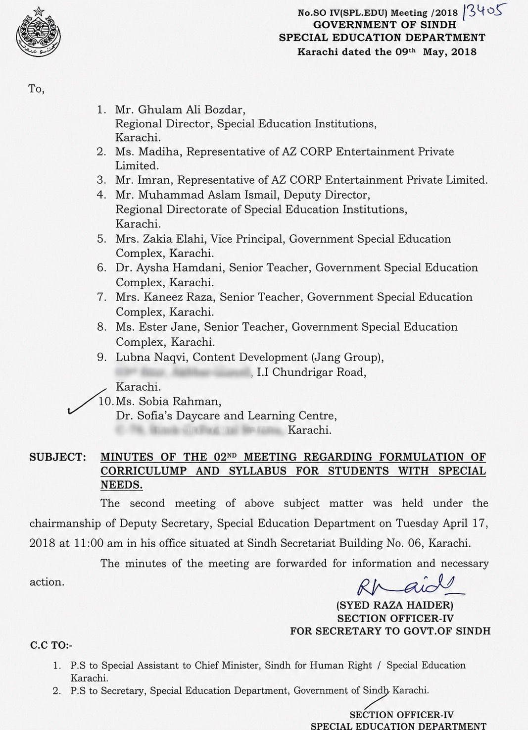 Provincial curriculum for students with special needs — April 2018